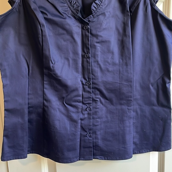 41 Hawthorne Camilla Scalloped Detail Blouse, Navy - Picture 4 of 7